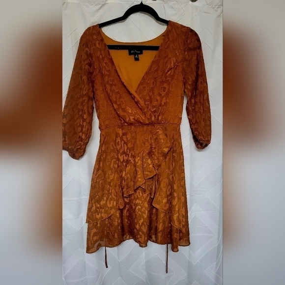 BCX Juniors' Embossed Cheetah Dress Orange - Picture 5 of 8